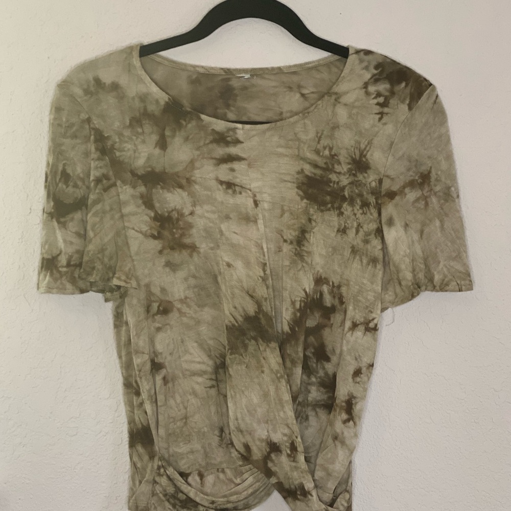 Green cotton tie-dye top